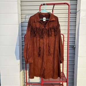 Western Suede Dress with Fringe - 2x